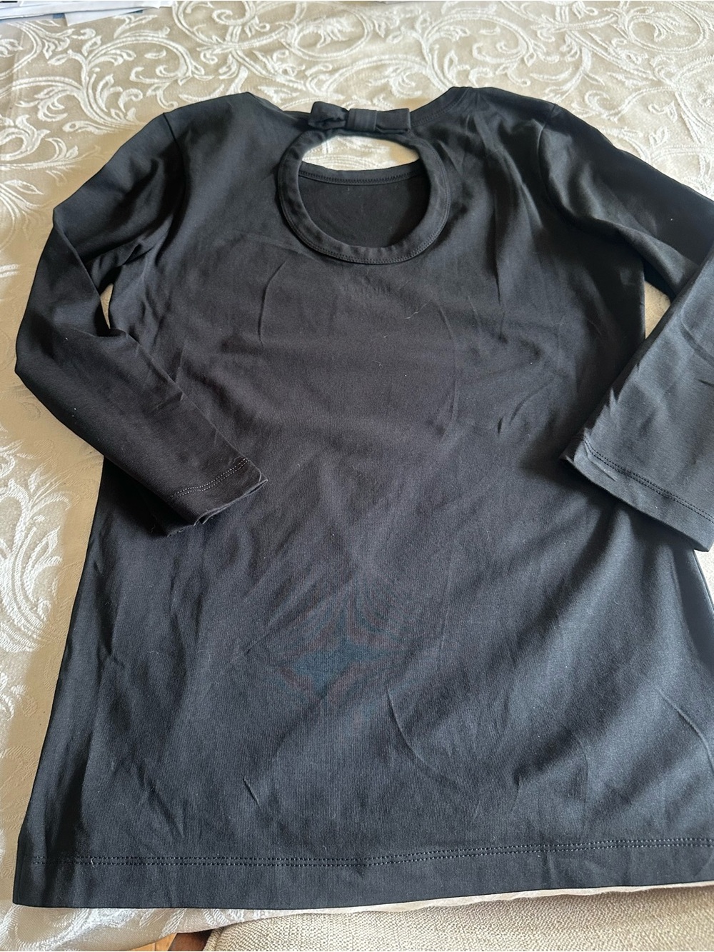 kate spade Black Long Sleeve Tee with Back Keyhole Bow